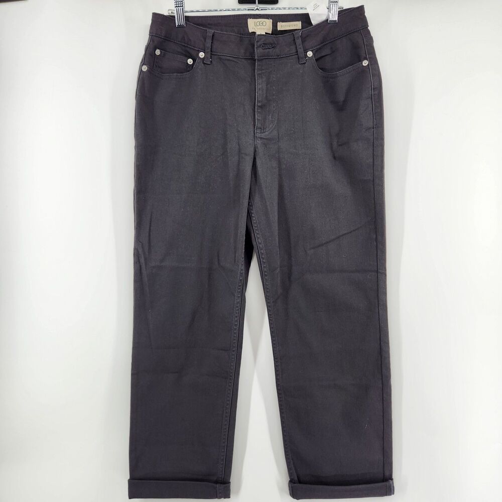 LOGO by Lori Goldstein Women's 8 Black Barrell Jeans NWOT *Defect*